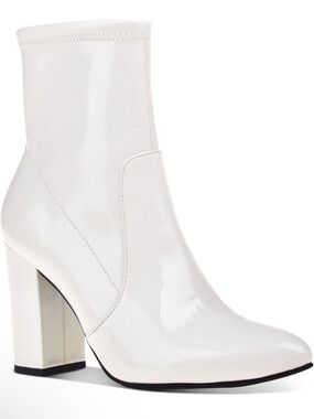 •WILD PAIR• “Becci” Patent Zipper Block Heel Booties >> Size 12 NIB